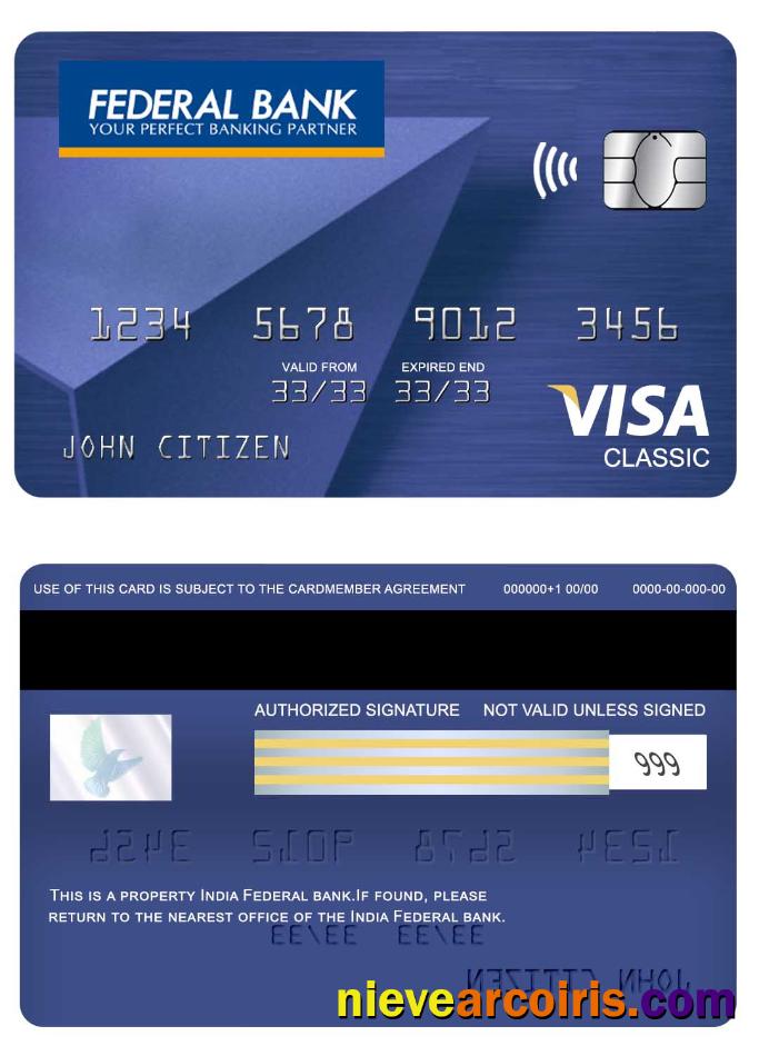 India Federal bank visa classic card